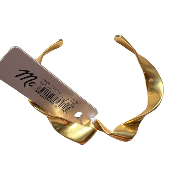 NWT Madewell Gold Twisted Ribbon Cuff Bracelet - Picture 3 of 6